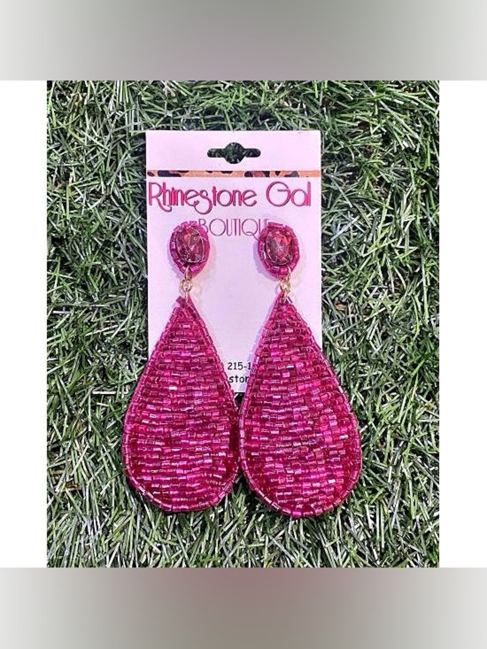 BRAND NEW WITH TAGS Fuchsia Seed Bead Teardrop Earrings